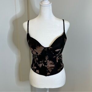 Forever 21 Black/Mauve Floral Bustier Top - Size M